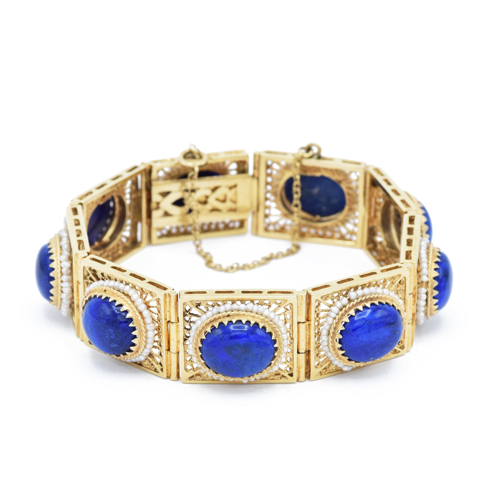 Victorian Lapis Lazuli and Seed Pearl Bracelet