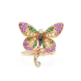 18kt Rose Gold Butterfly Ring With Sapphires