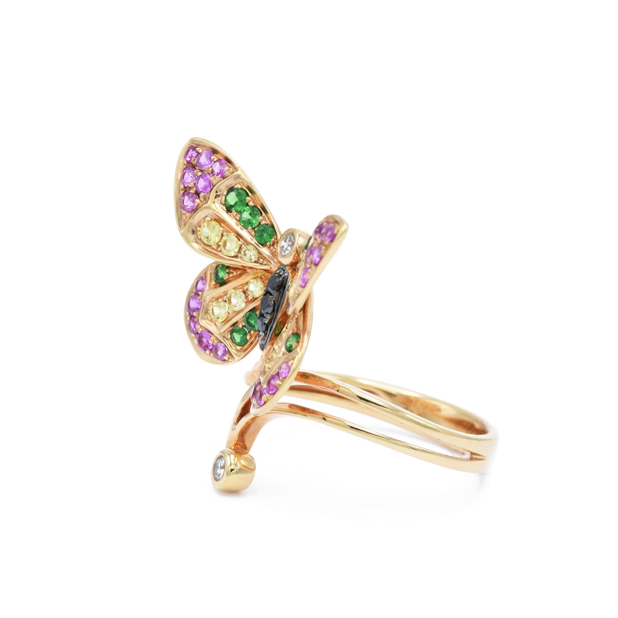 18kt Rose Gold Butterfly Ring With Sapphires