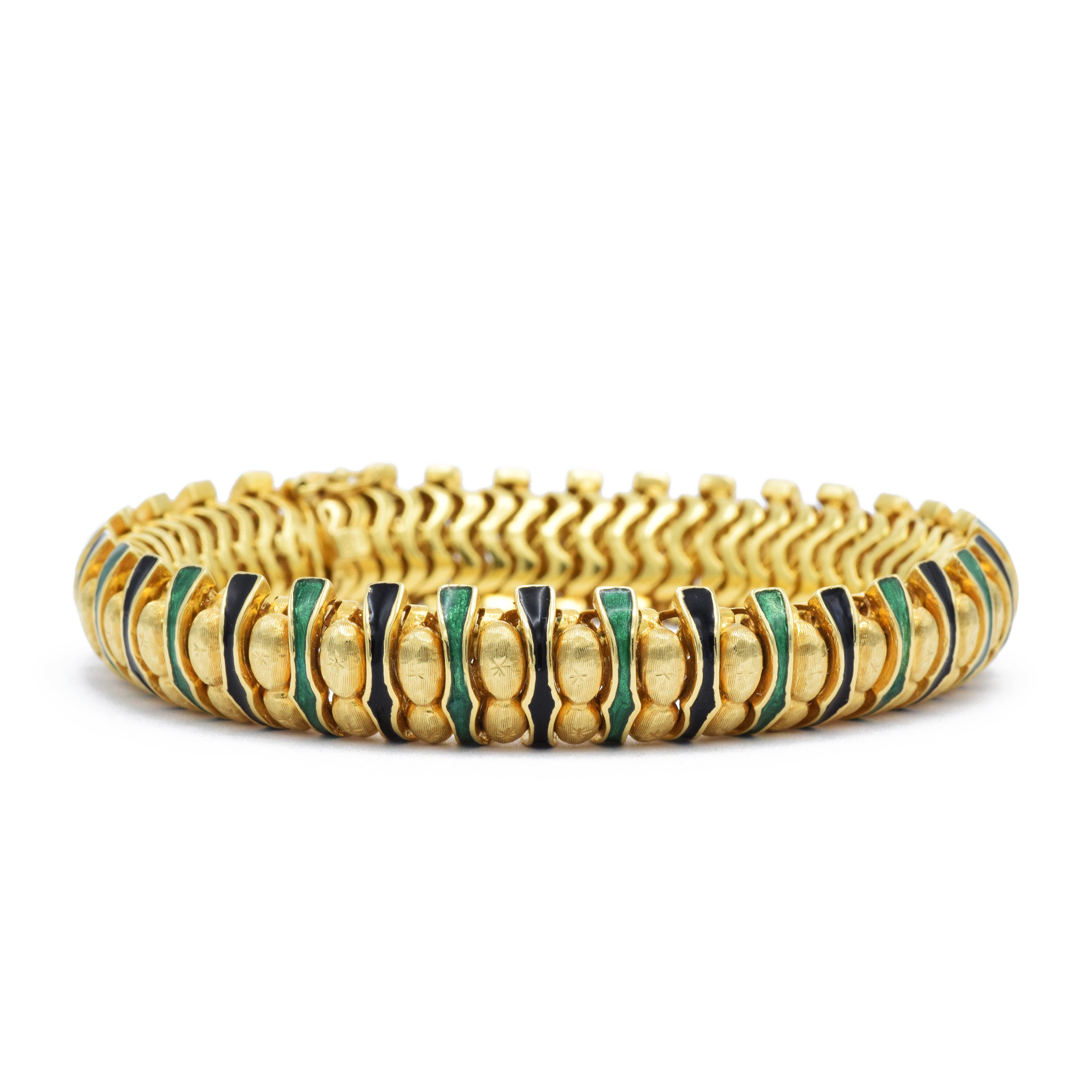 Estate 18KT Yellow Gold Heavy Snake Link Bracelet