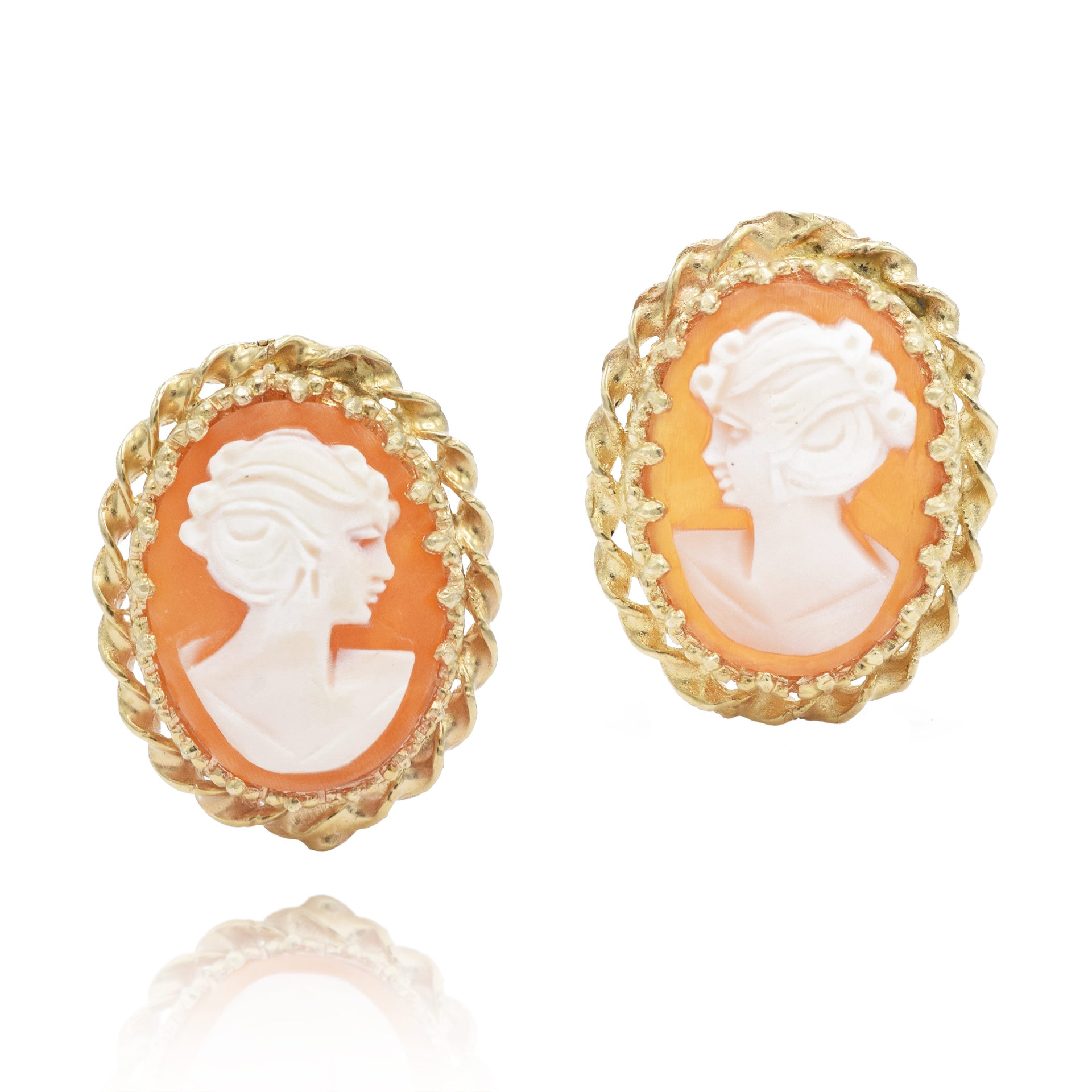 Estate 14kt Yellow Gold Cameo Earrings
