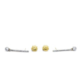Estate 14KT White Gold And European Cut Diamond Earrings