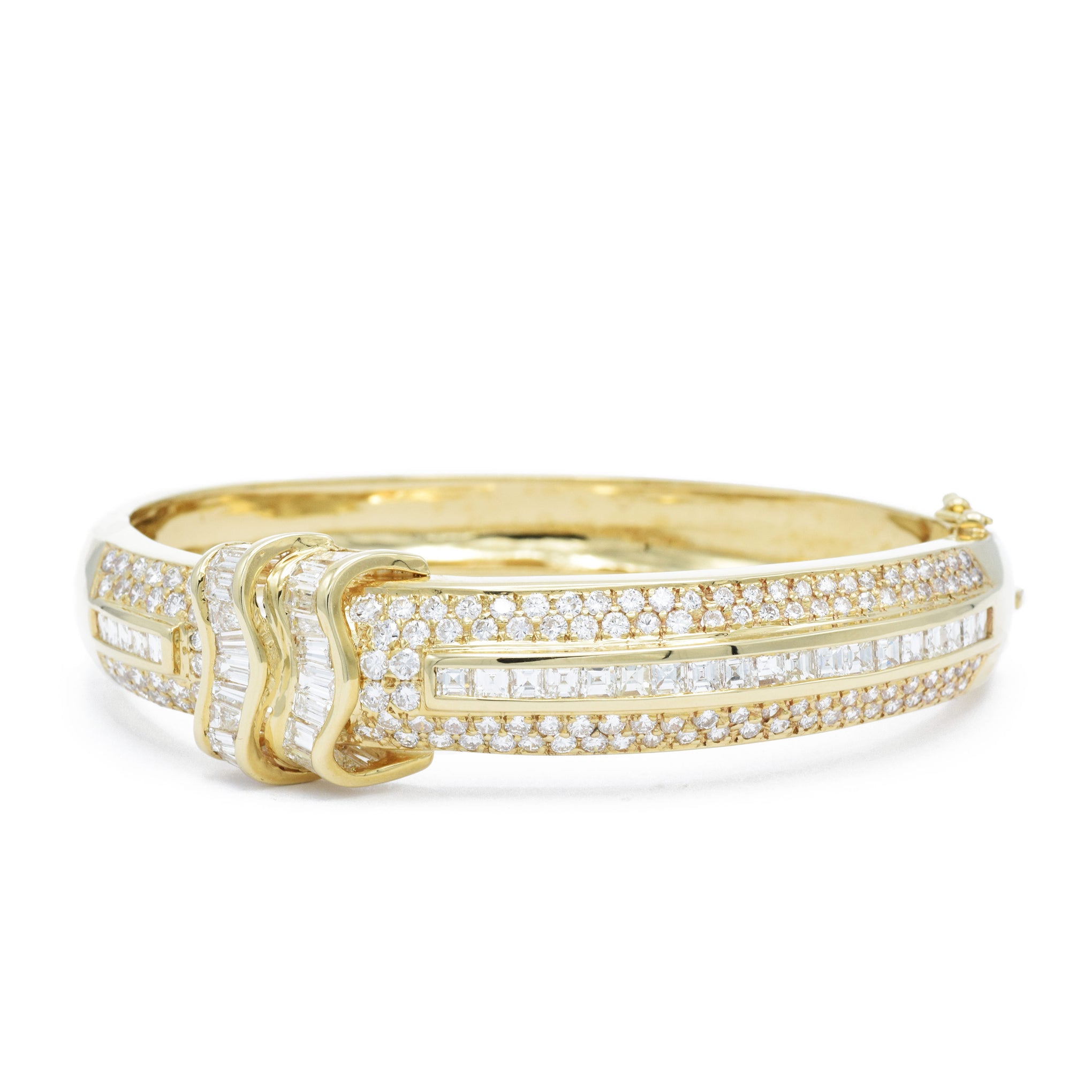 Estate Retro Era 18KT Yellow Gold Diamond Cuff Bangle