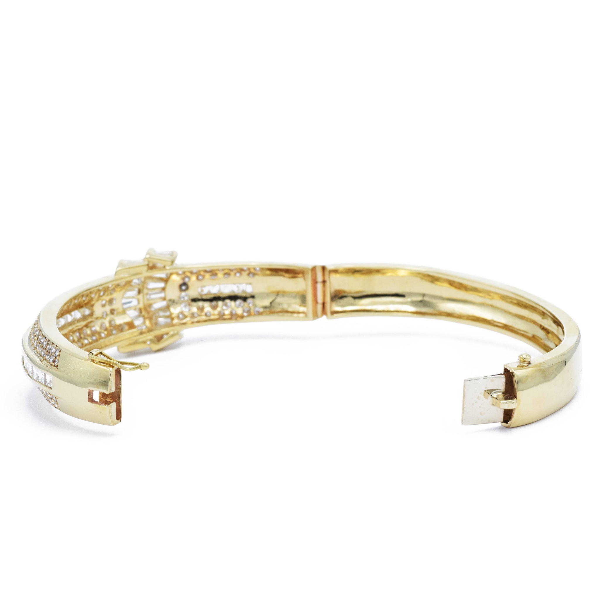 Estate Retro Era 18KT Yellow Gold Diamond Cuff Bangle