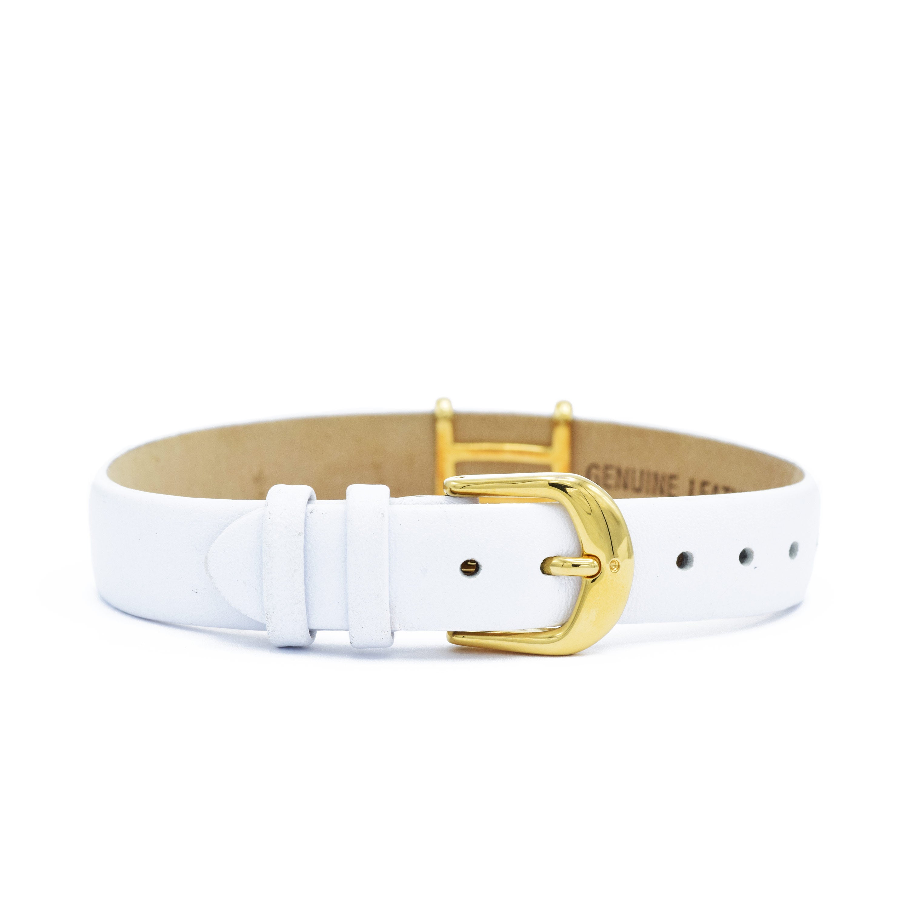 White Leather Bracelet with Black Agate Lock