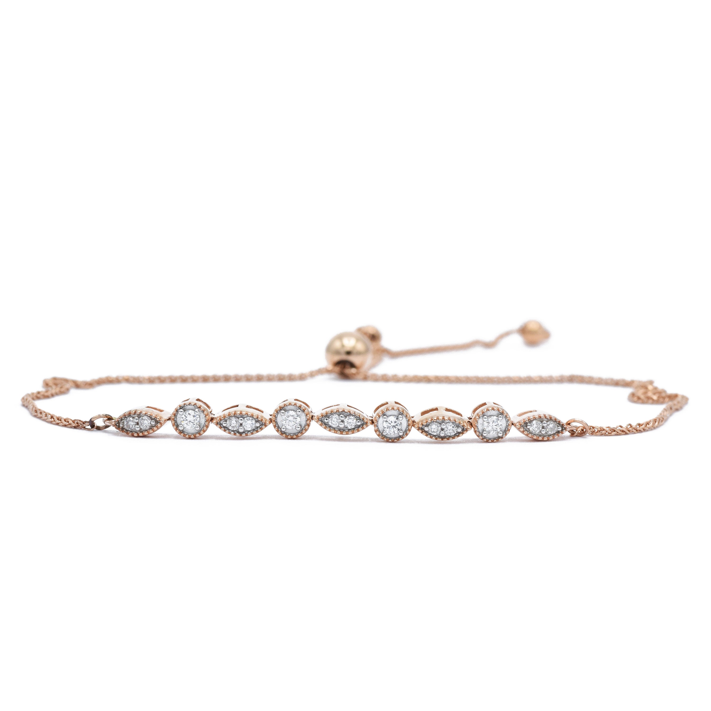 14KT Rose Gold Adjustable Diamond Bracelet