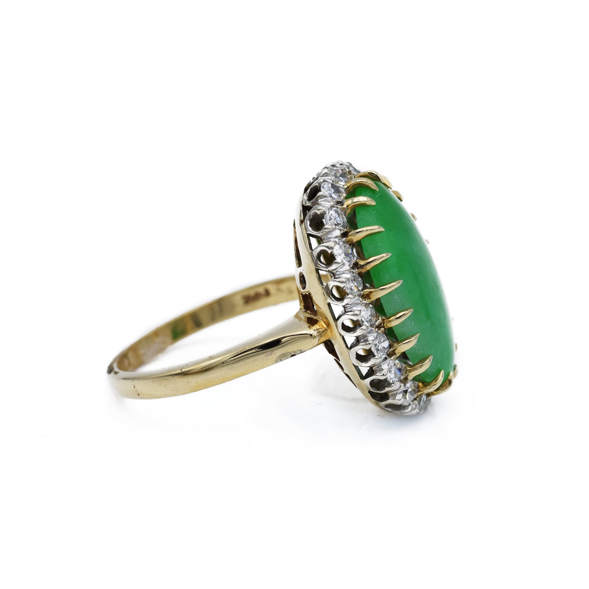 Estate Jade And Diamond Ring