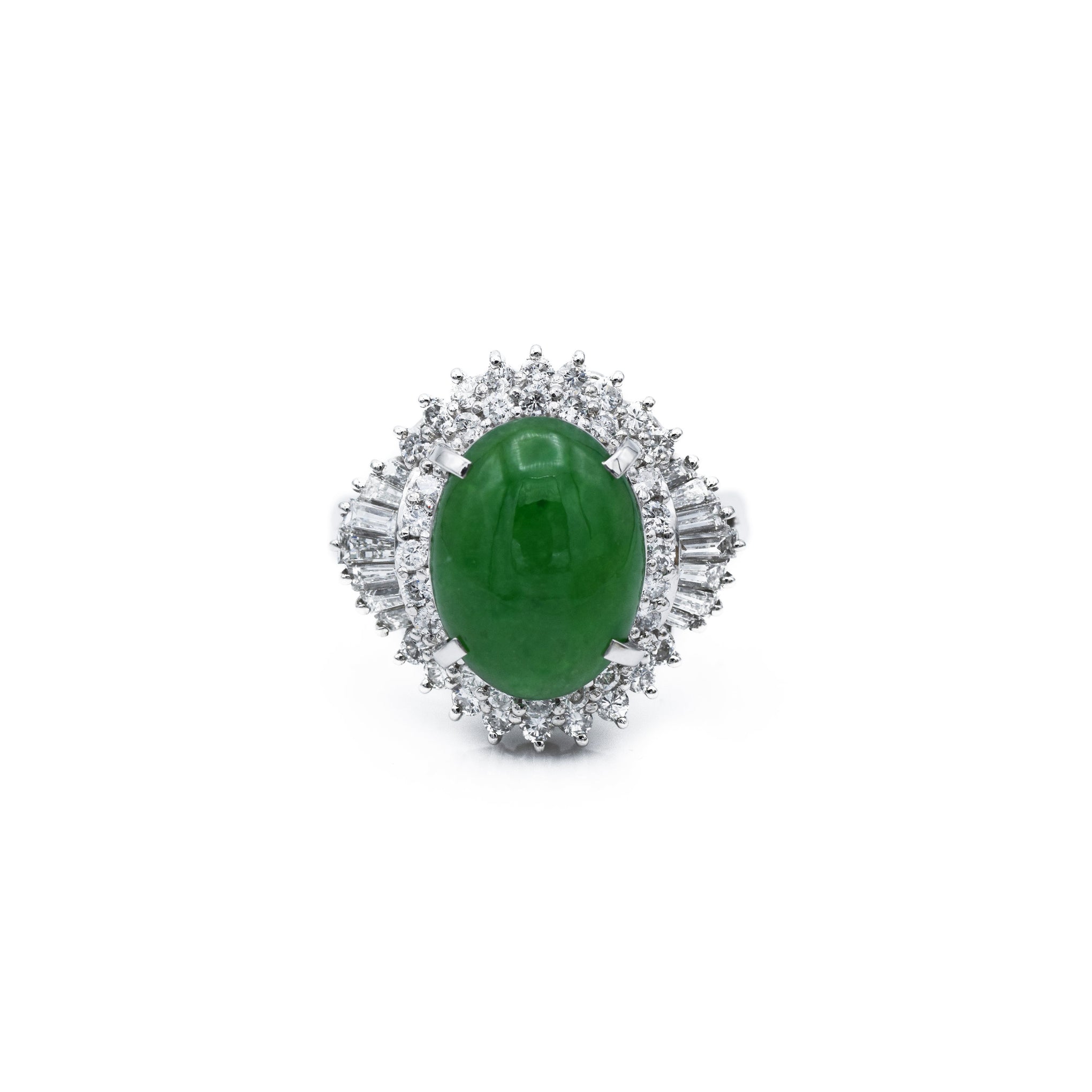 Estate Circa 1950 Jade And Diamond Ring