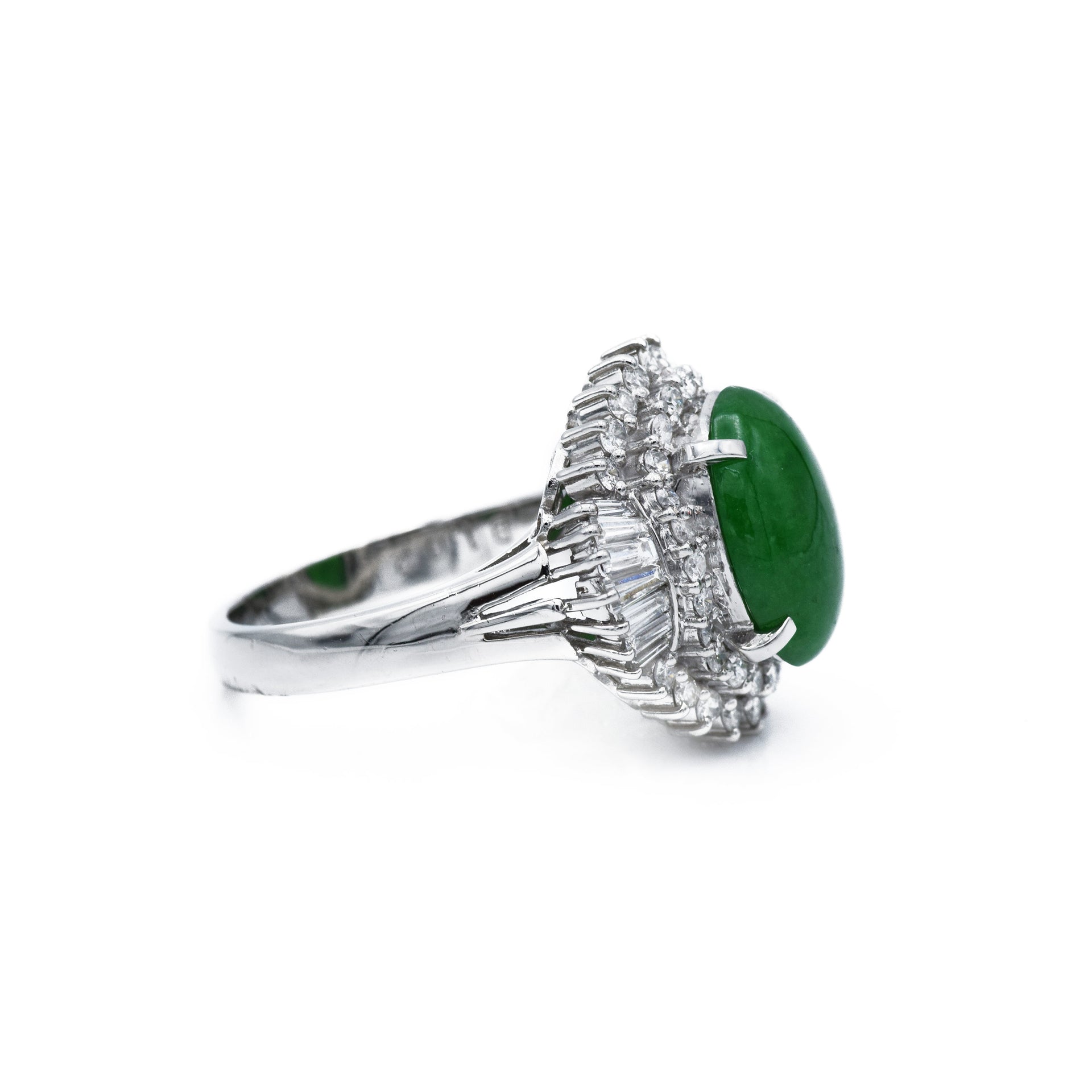 Estate Circa 1950 Jade And Diamond Ring