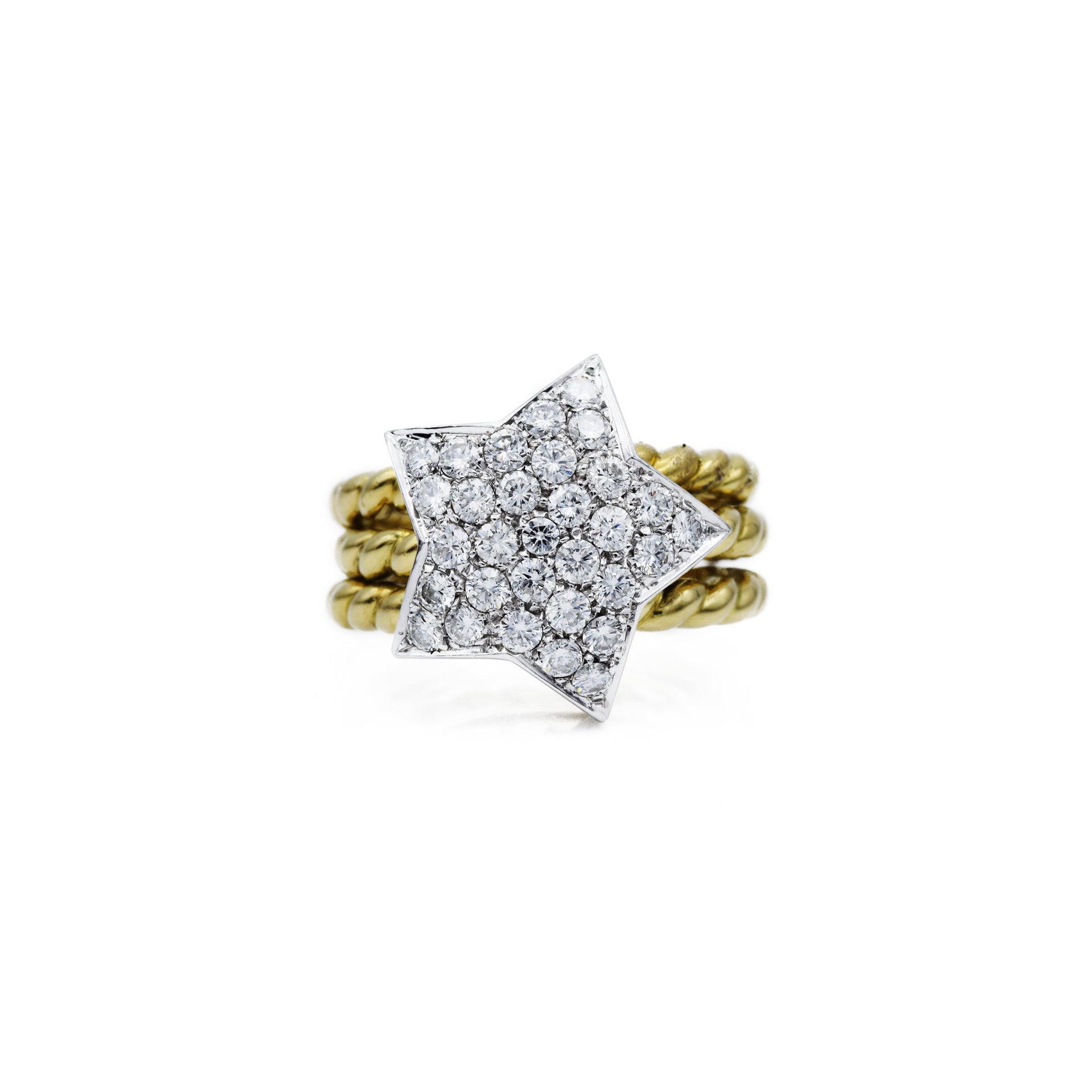 Estate 18KT Yellow Gold And Diamond Star Ring