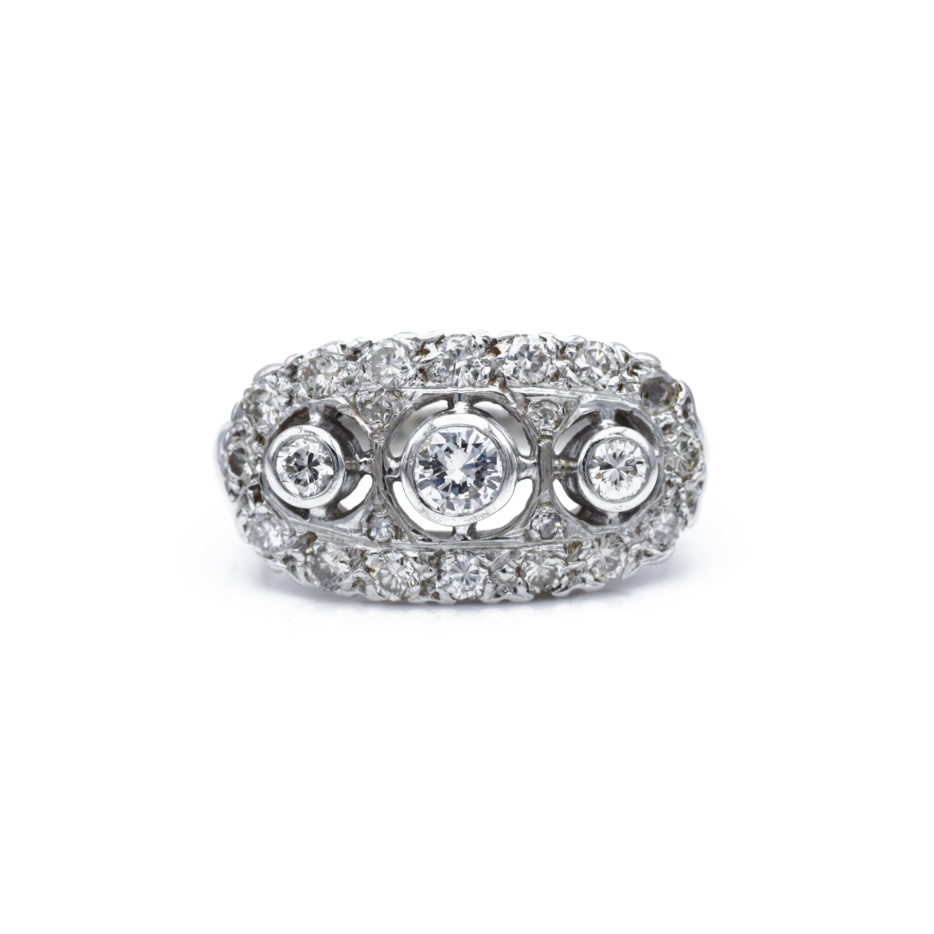 Estate 14kt White Gold and Diamond Art Deco Ring