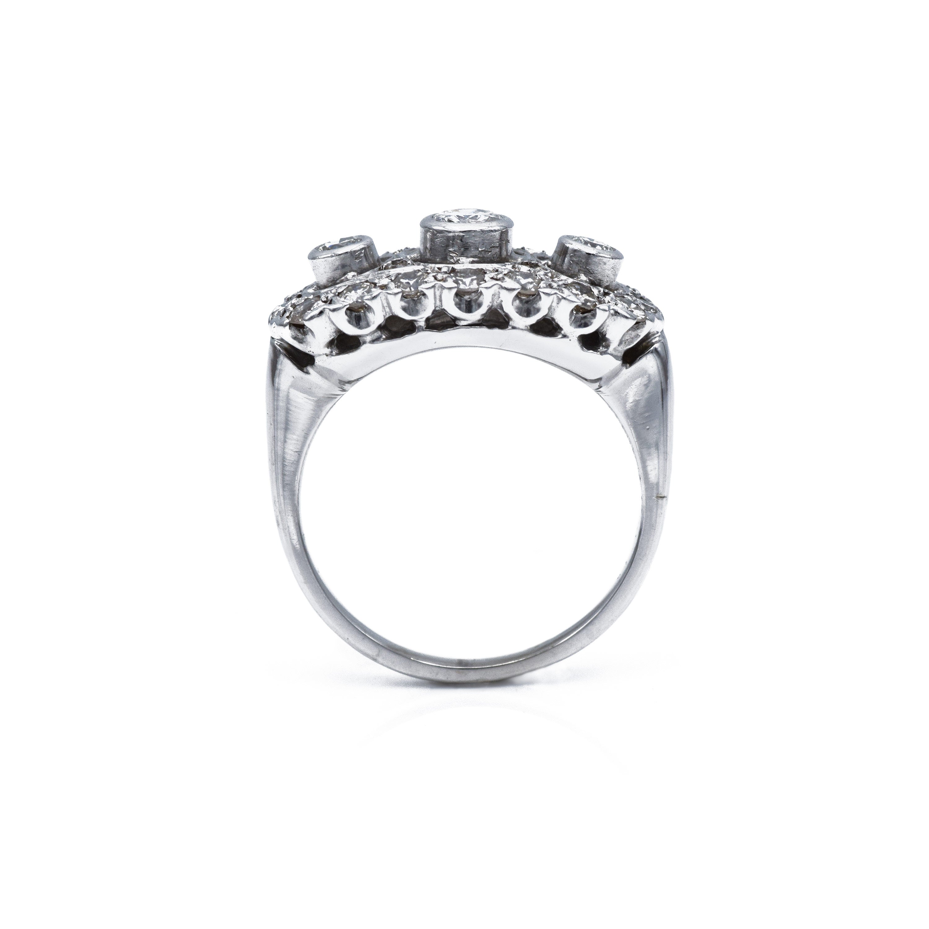 Estate 14KT White Gold And Diamond Art Deco Ring