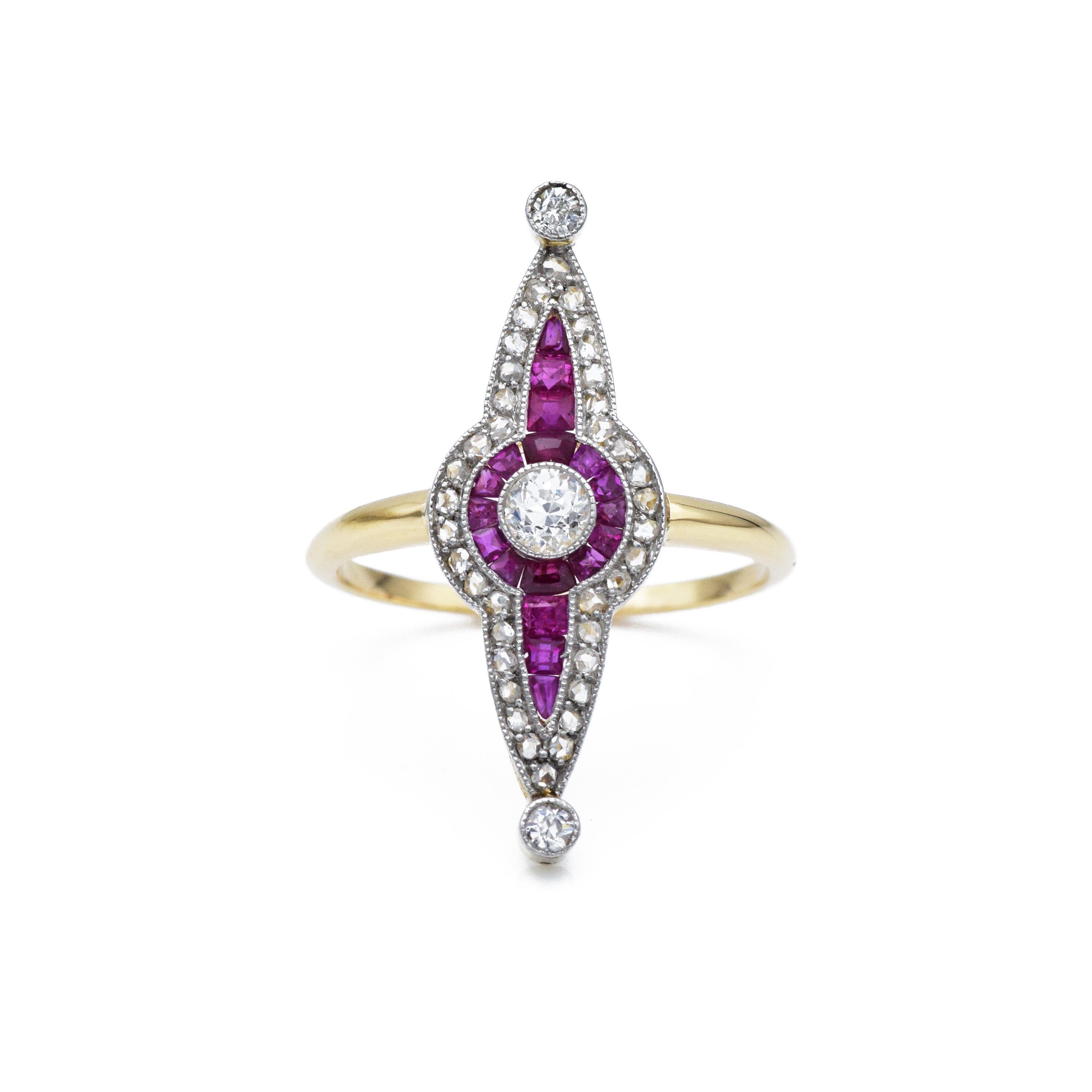 Estate 18KT Ruby and Diamond Ring Circa 1940