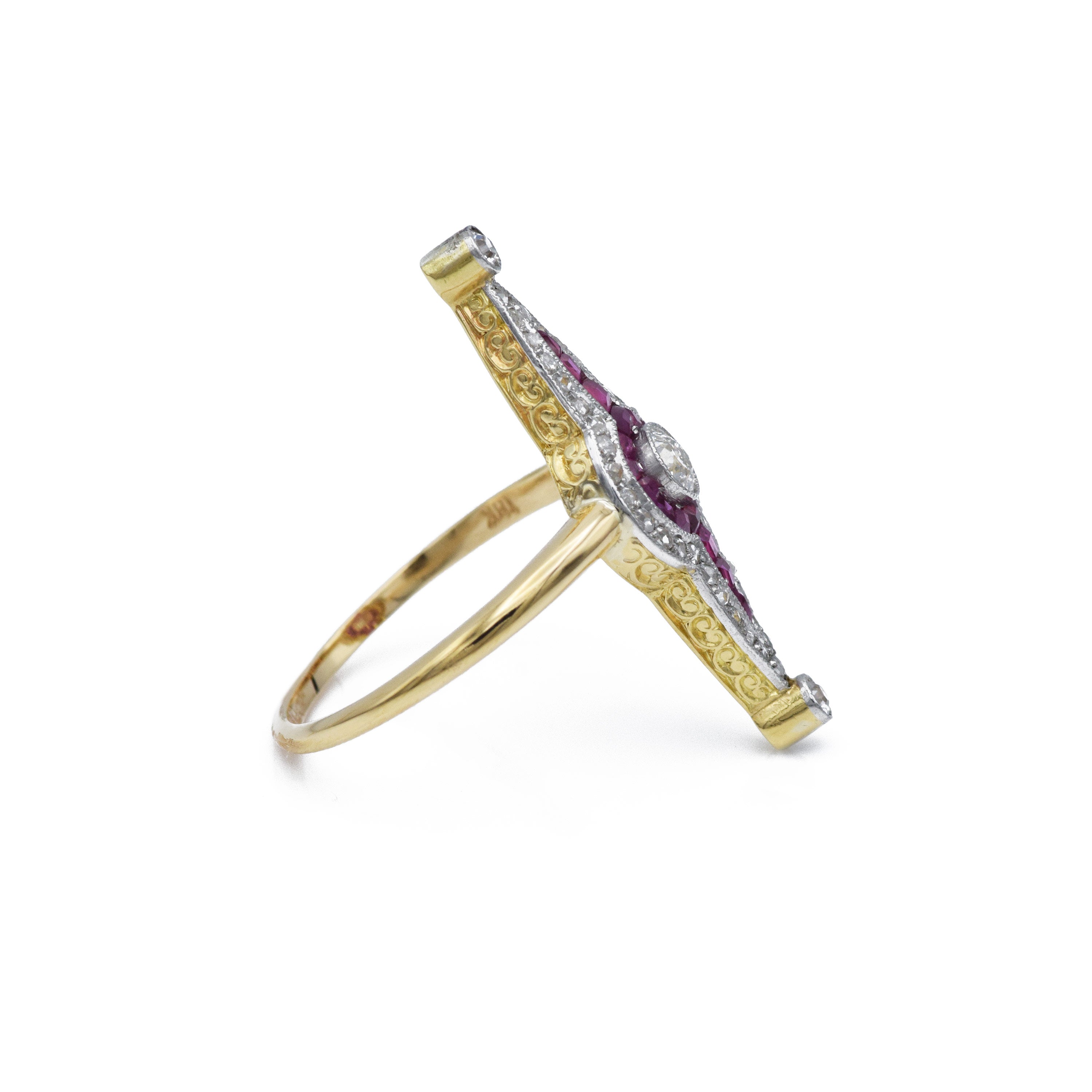 Estate 18KT Ruby and Diamond Ring Circa 1940