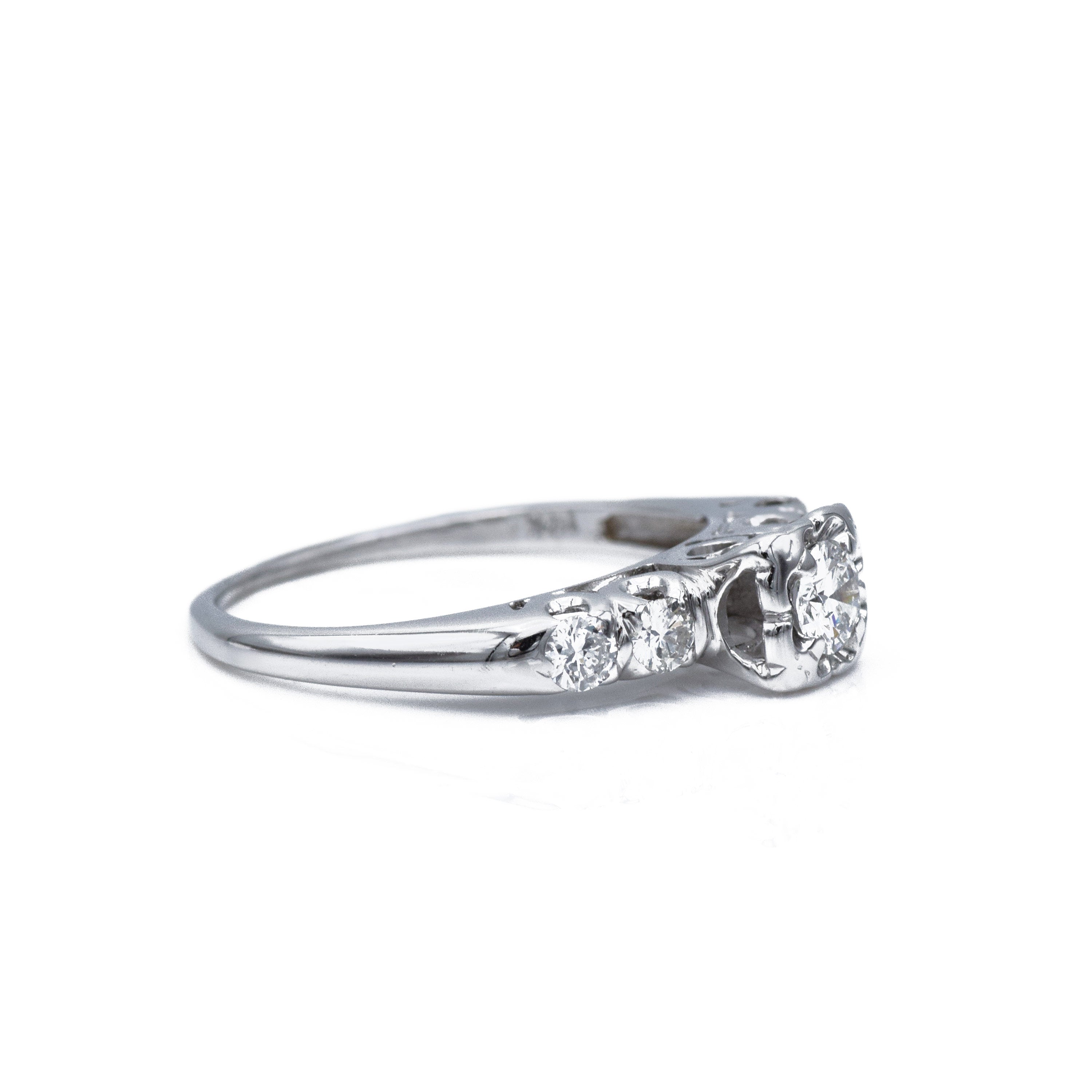 Estate Circa 1940 14KT White Gold And Diamond Ring