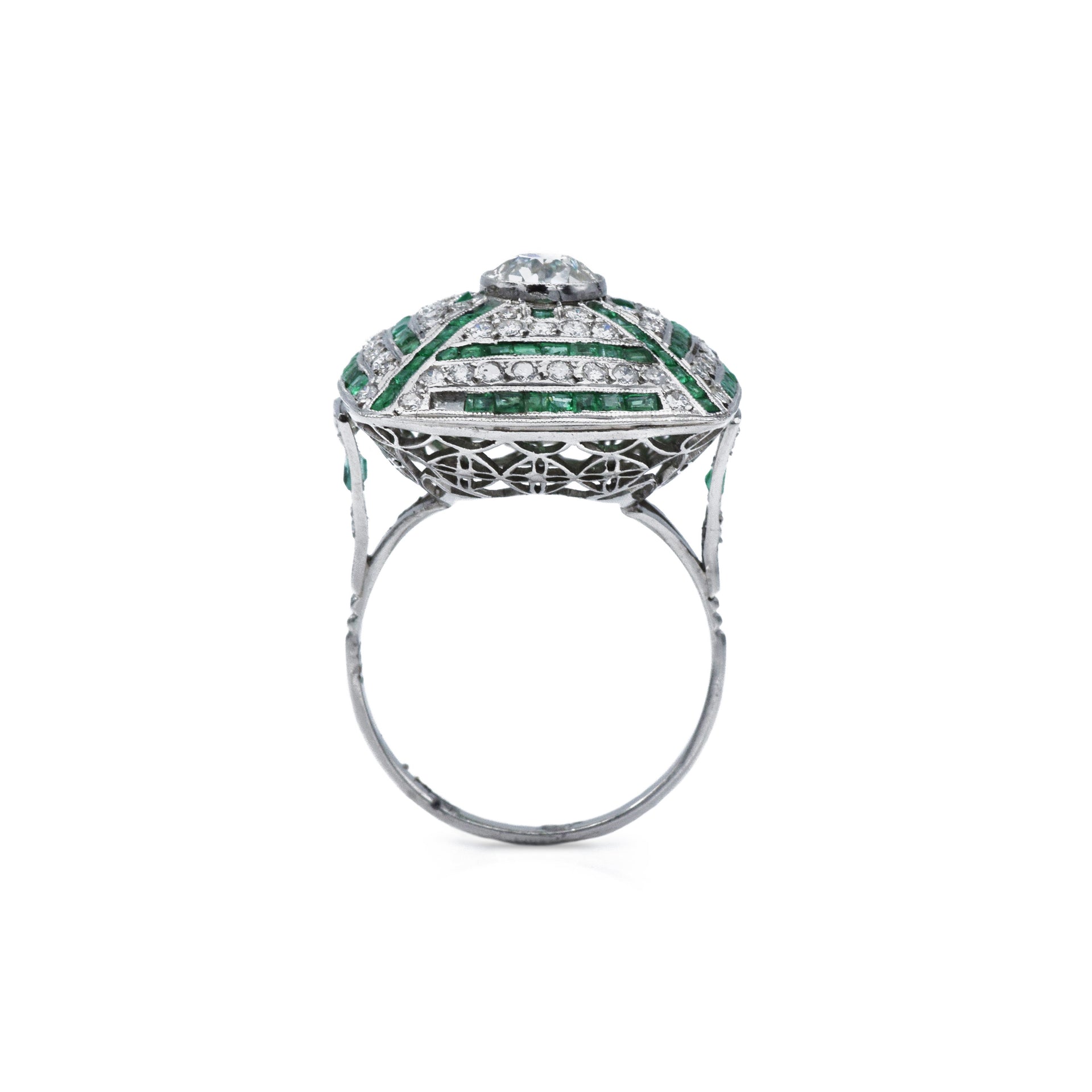 Platinum, Diamond, and Emerald Edwardian Ring