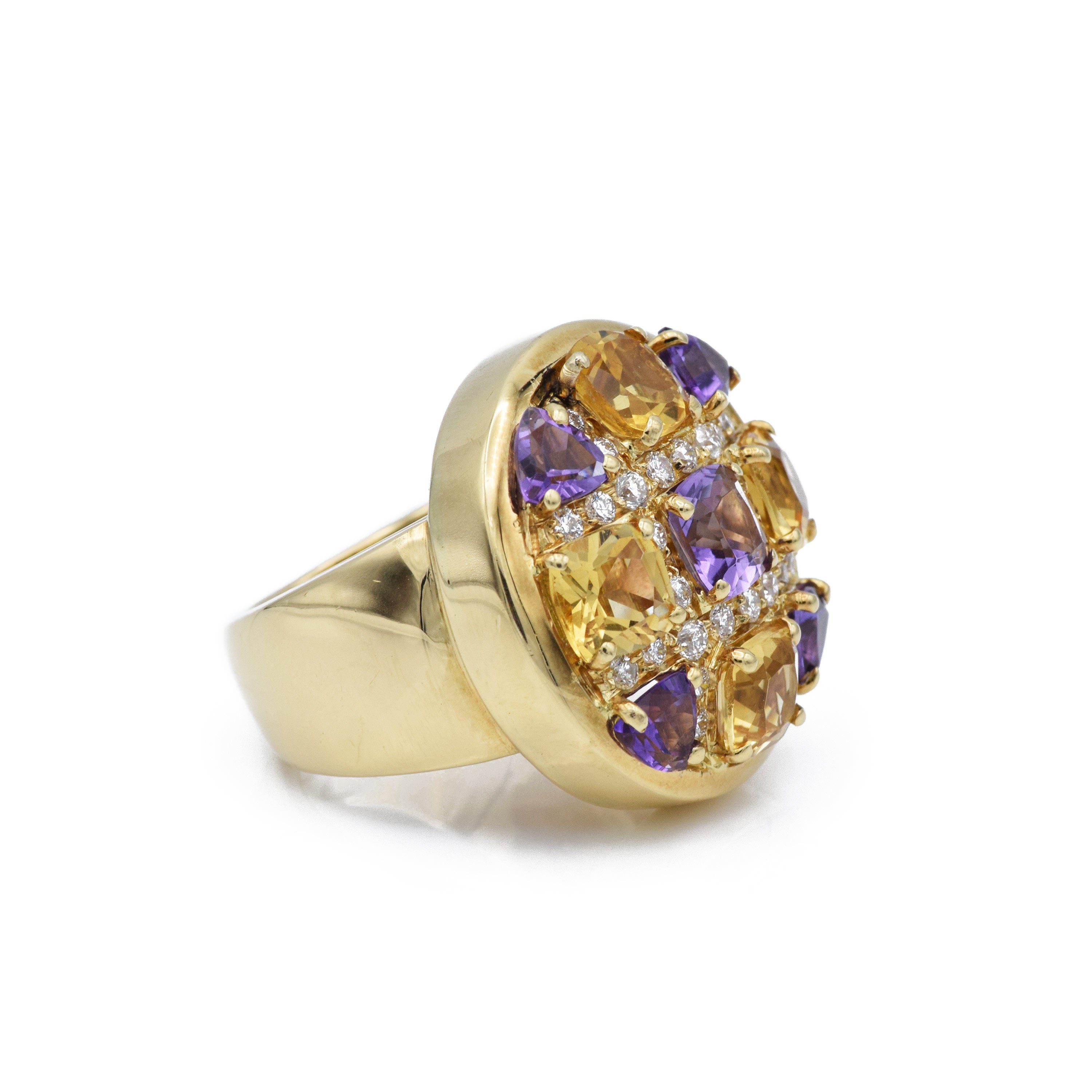 Estate Amethyst, Citrine, Diamond Ring