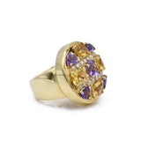 Estate Amethyst, Citrine, Diamond Ring