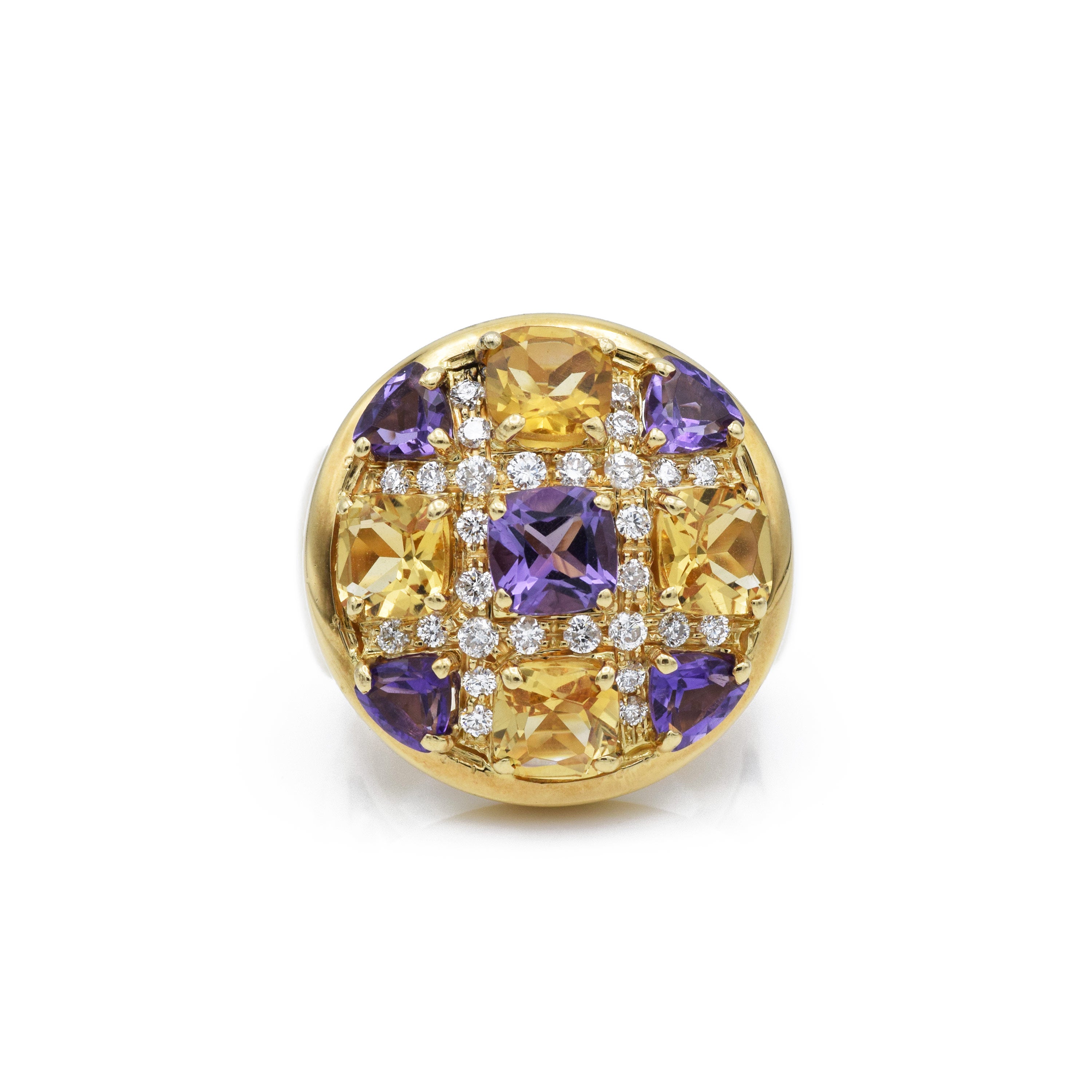 Estate Amethyst, Citrine, Diamond Ring