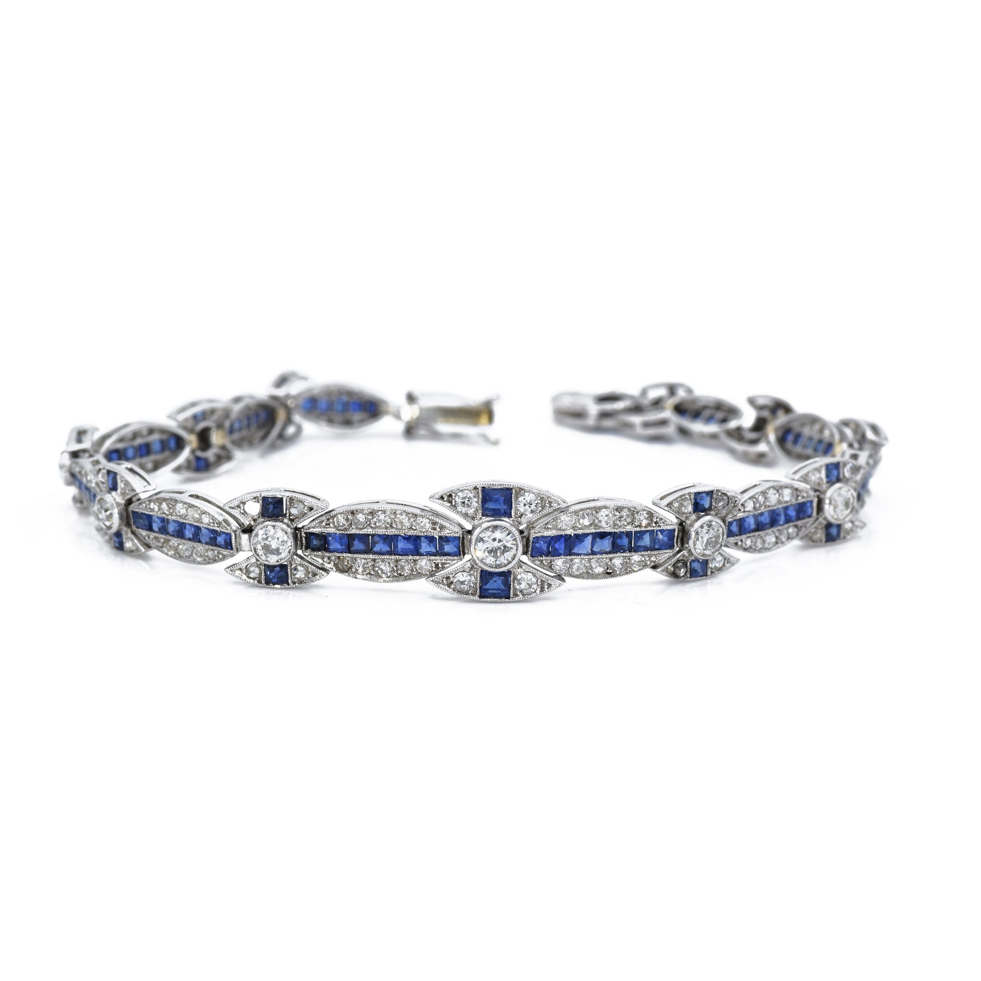 Estate 1920s Diamond And Sapphire Bracelet