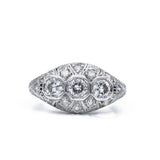 Estate Circa 1920 Platinum Diamond Filigree Ring