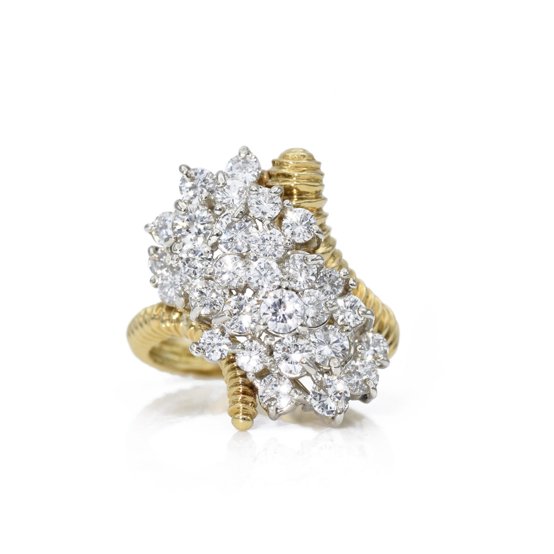Vintage c. 1970s 18kt Gold Diamond Cluster Ring