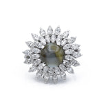Estate Platinum Chrysoberyl Cat's Eye & Diamond Ring