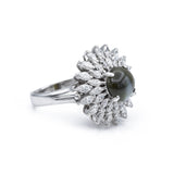 Estate Platinum Chrysoberyl Cat's Eye & Diamond Ring
