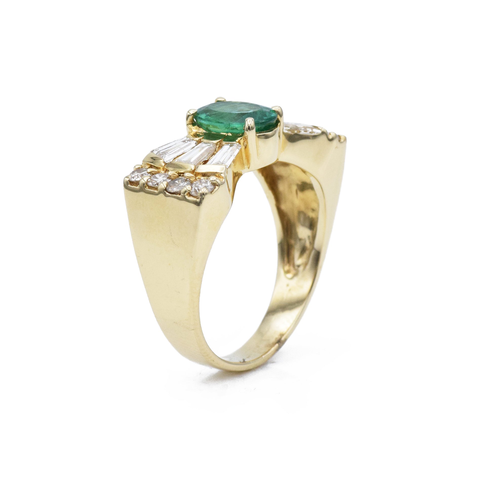Vintage 14kt Gold, Emerald & Diamond "Bowtie" Ring