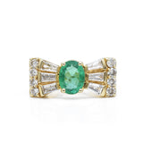 Vintage 14kt Gold, Emerald & Diamond "Bowtie" Ring