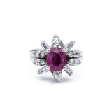 Vintage c.1950's 18kt Gold, Diamond & Oval Ruby Ring