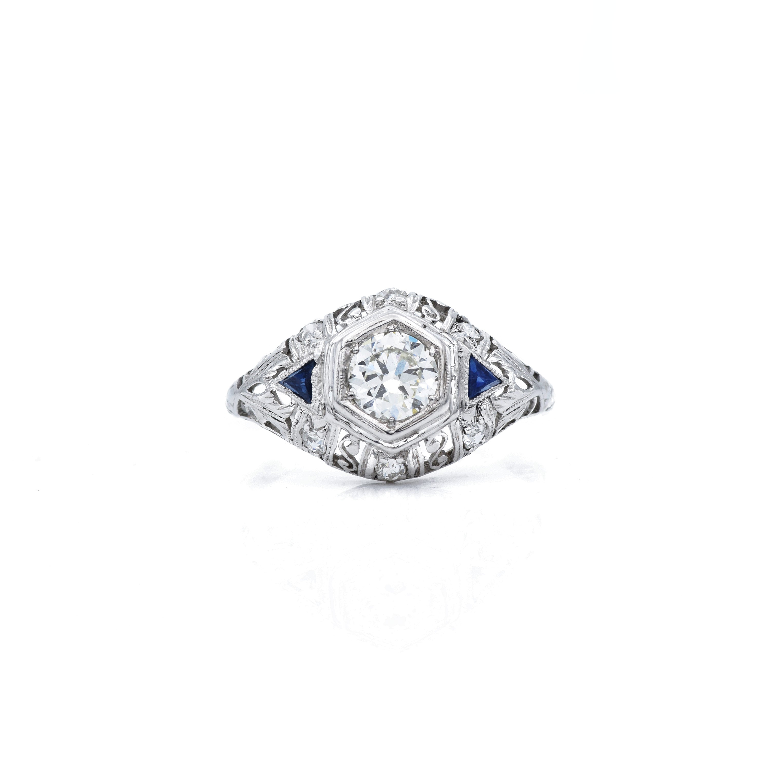 Vintage c. 1930s Art Deco Platinum & Diamond Ring