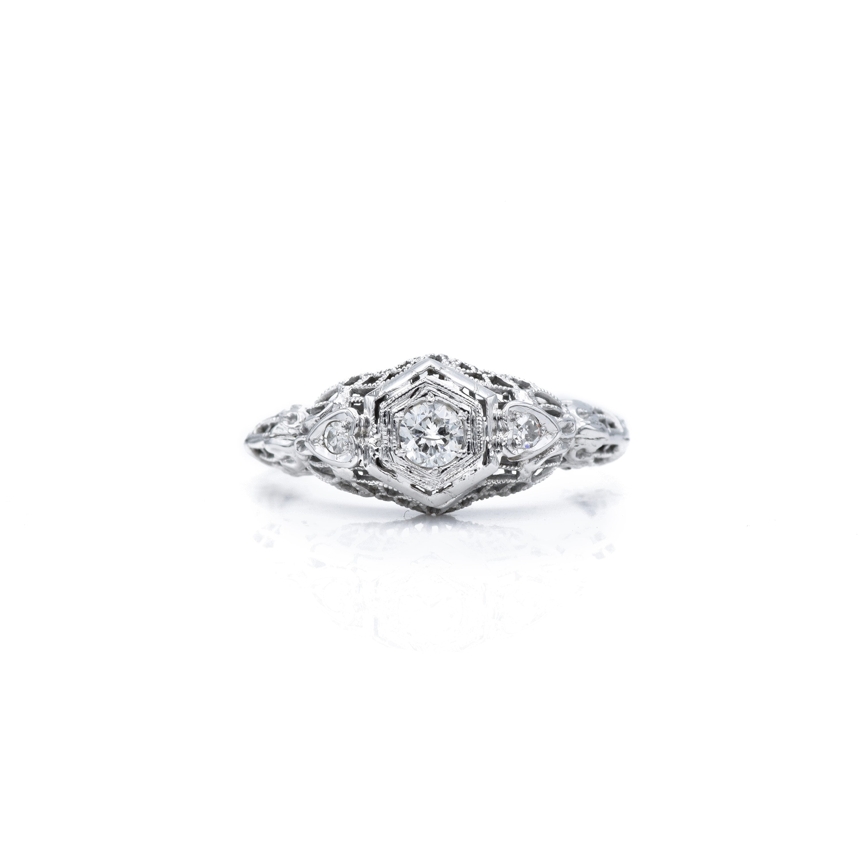 Vintage c. 1930s Gold & Diamond Art Deco Ring