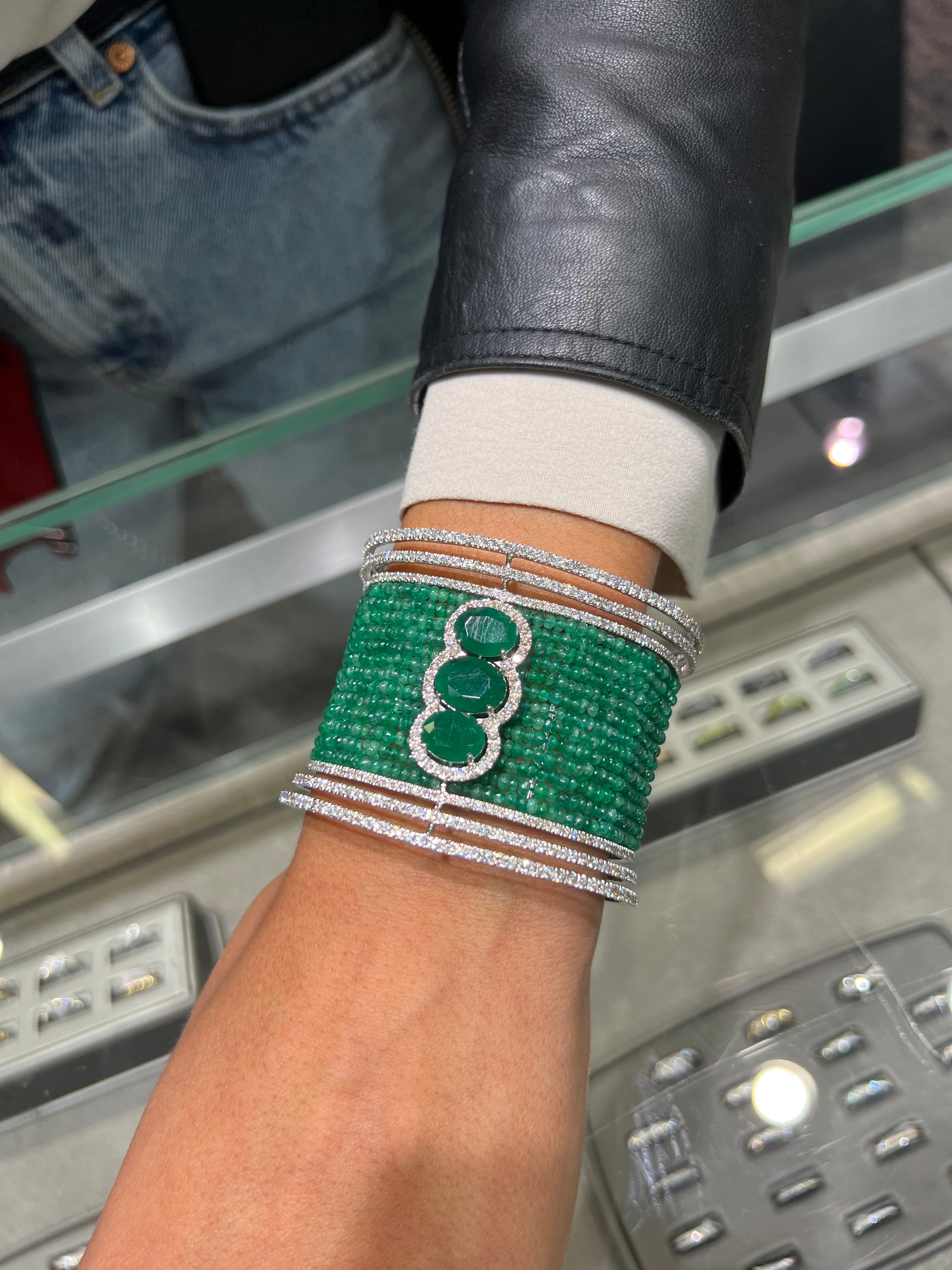 Emerald And Diamond Cuff Bracelet
