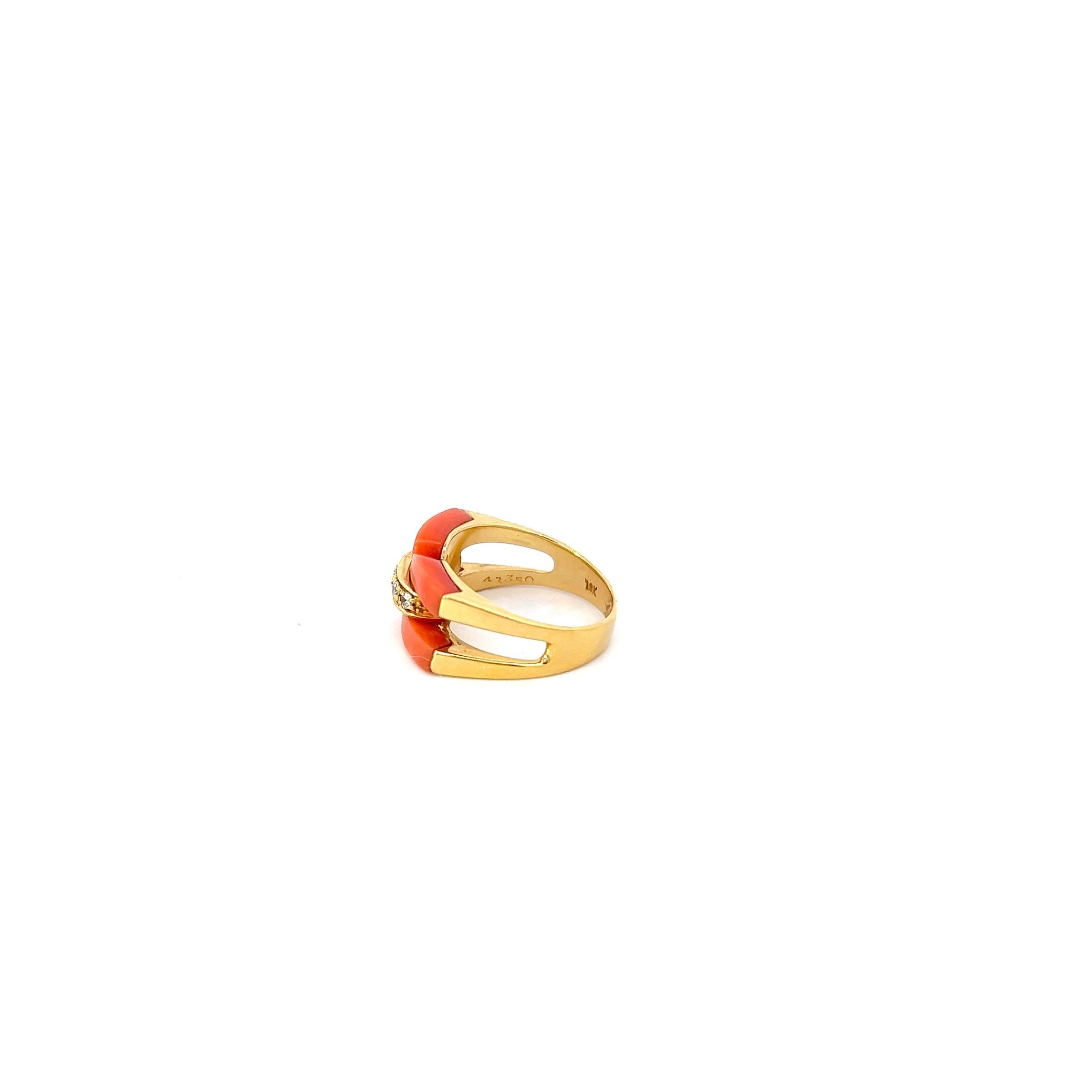 VINTAGE CARTIER CORAL AND DIAMOND RING