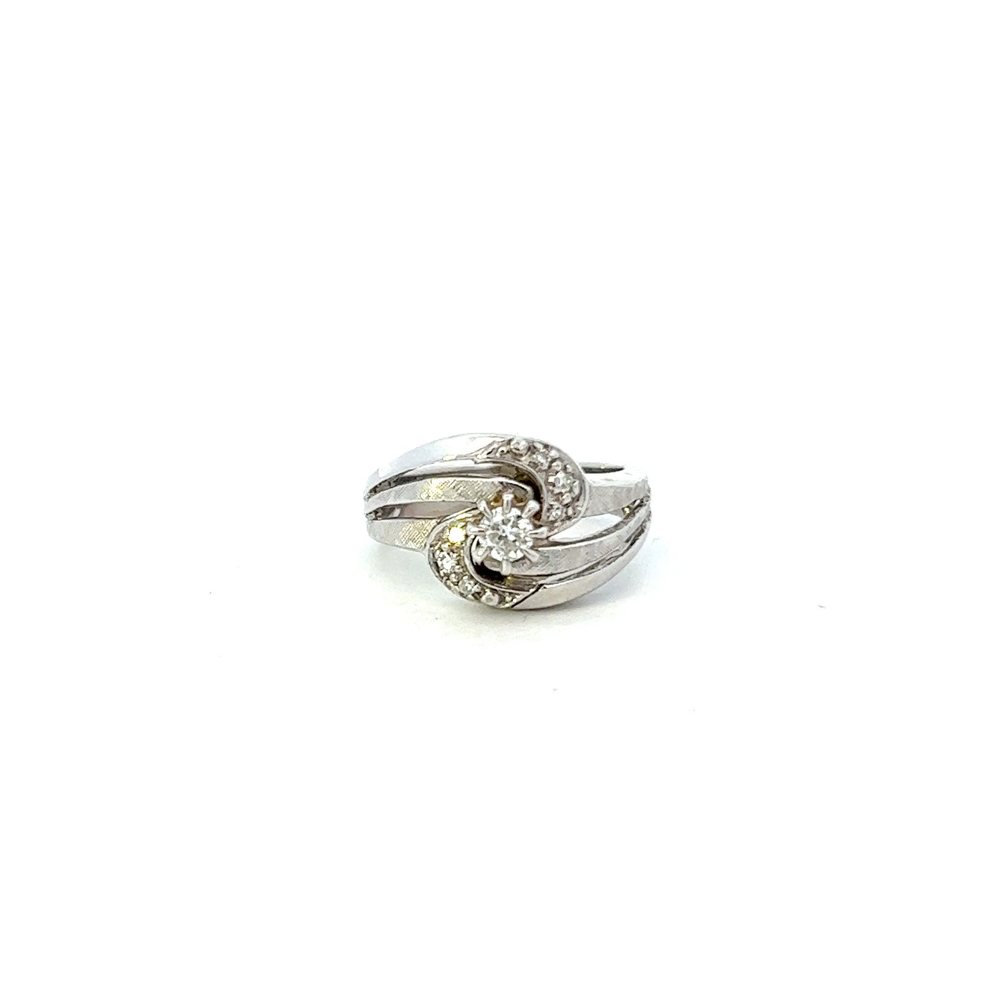 Estate 14KT White Gold Diamond Swirl Ring