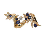 Estate 1930s 18KT Yellow Gold Diamonds And Sapphire Pin