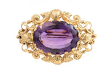 Estate 14KT Yellow Gold Amethyst Brooch/Pendant