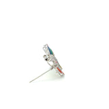 18KT White Gold Round Cut Diamond And Emerald Butterfly Pin