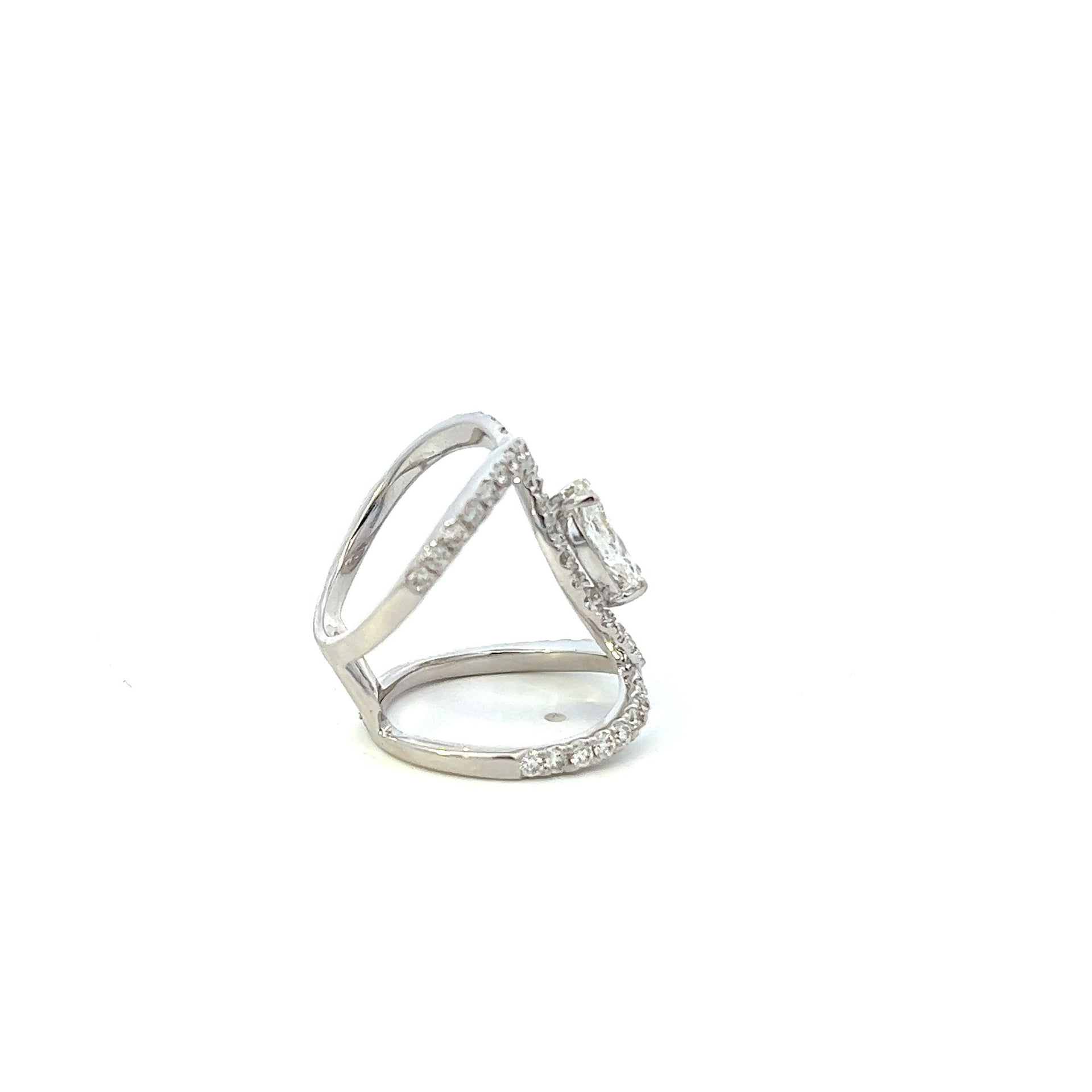 Estate 14KT White Gold Diamond Crossover Ring