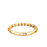 14KT Yellow Gold With Round Cut Diamonds Fluted Design Bangle