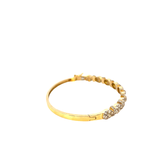 18KT Yellow Gold Oval And Round Diamond Cluster Bangle