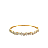 18KT Yellow Gold Oval And Round Diamond Cluster Bangle