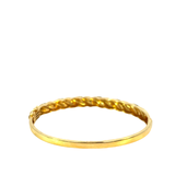 14KT Yellow Gold And Round Cut Diamonds Twisted Gold Bangle