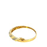 14KT Yellow Gold And Round Cut Diamonds Twisted Gold Bangle