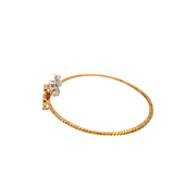 14KT Tri-Color Gold Double Flower Bangle