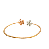 14KT Tri-Color Gold Double Flower Bangle