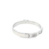 14KT White Gold Design Bangle With Round And Baguette Cut Diamonds