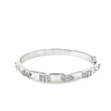 14KT White Gold Design Bangle With Round And Baguette Cut Diamonds