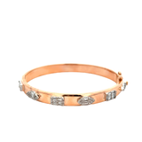 14KT Rose Gold Round And Baguette Cut Diamond Bracelet